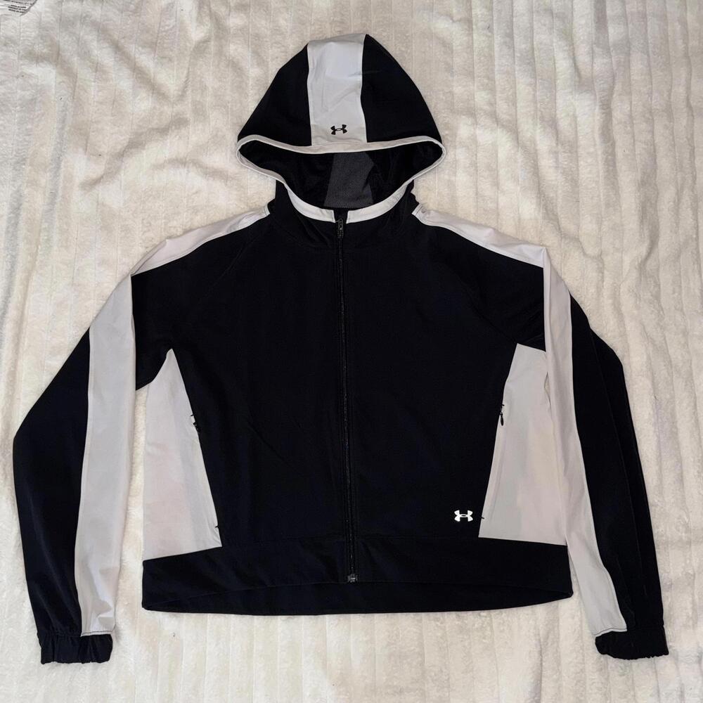 Women's Under Armour Full Zip Running Jacket Workout‎ Gym Athleisure Large Black